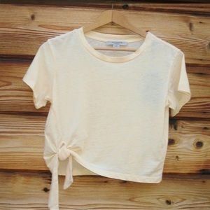 ALL SAINTS women’s crop tie yellow t shirt size medium